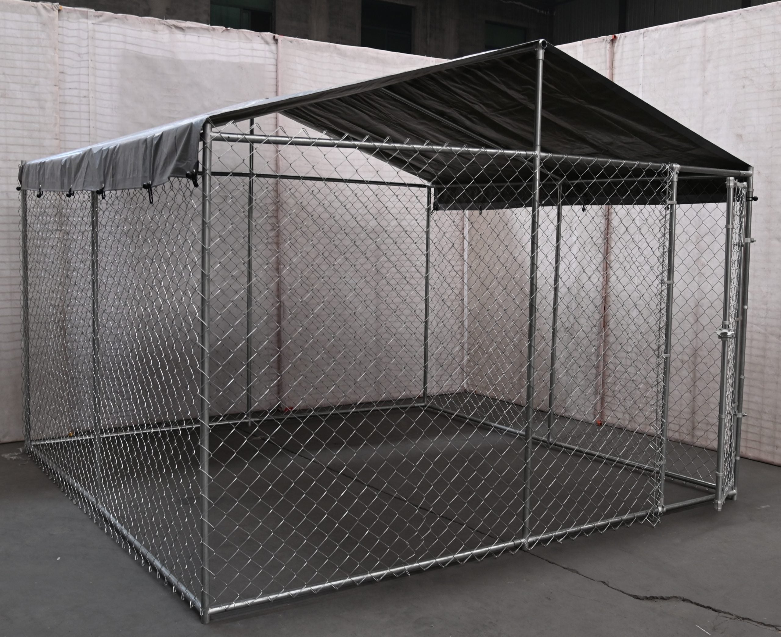 Premium 13'x13' Chain Link Dog Kennel with Roof Cover – Heavy-Duty Outdoor Enclosure