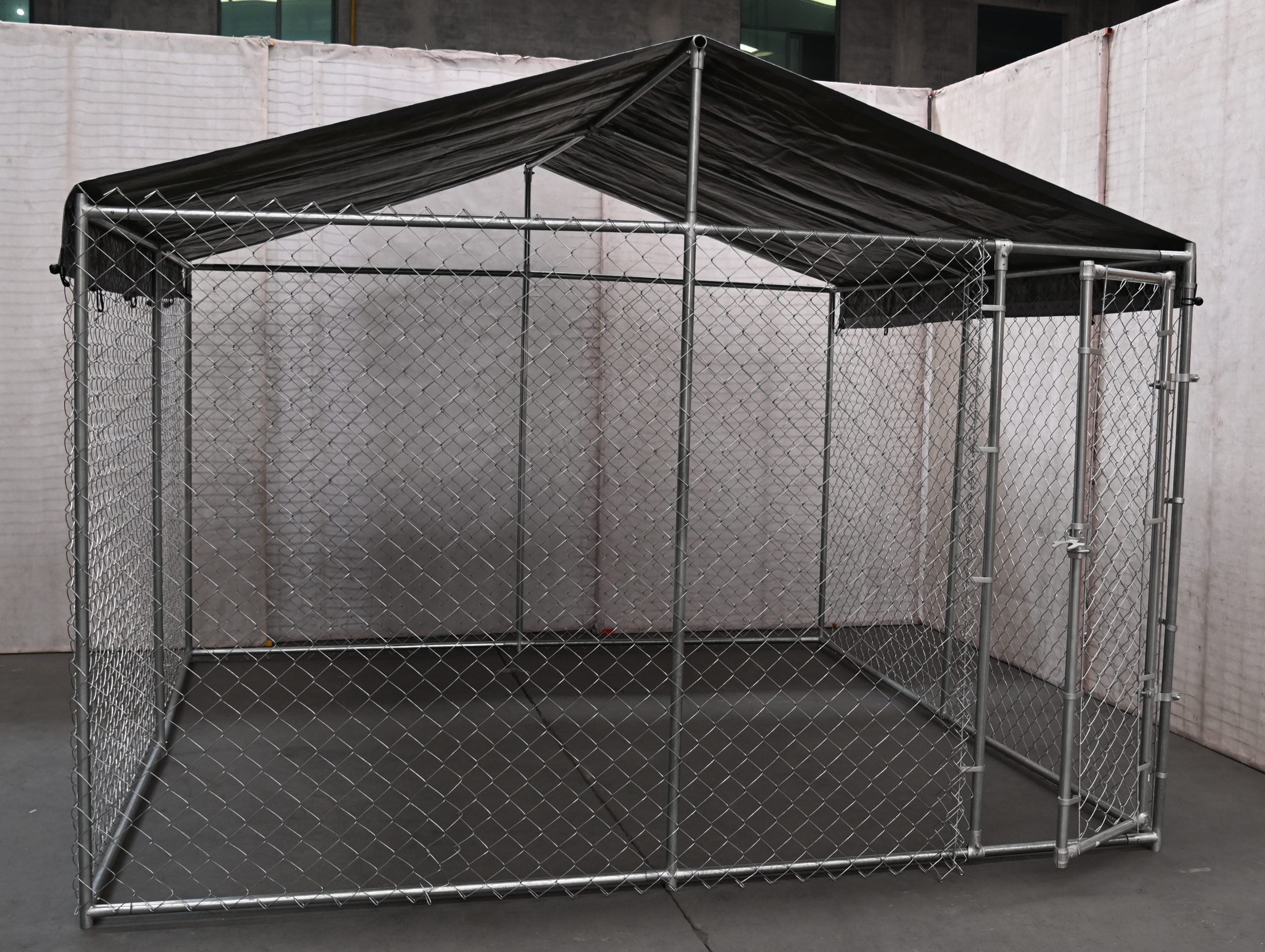 Premium 13'x13' Chain Link Dog Kennel with Roof Cover – Heavy-Duty Outdoor Enclosure