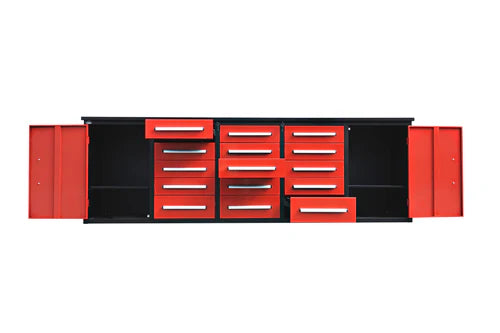 NEW! 10ft Storage Cabinet with Work Bench (15 Drawers & 2 Cabinets)