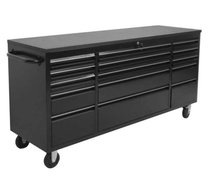 72" 15-Drawer Rolling Tool Workbench – Heavy-Duty Black Steel
