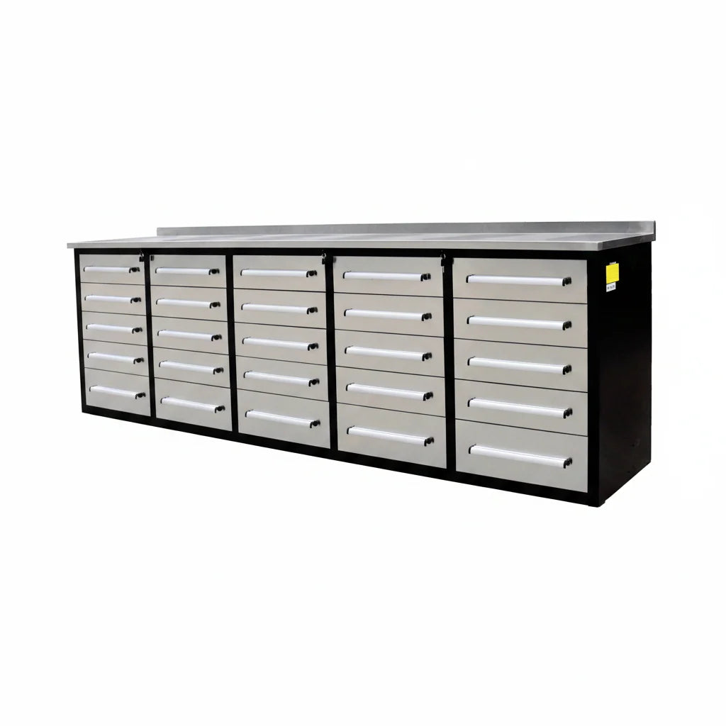 NEW! 10ft Storage Cabinet with Work Bench (15 Drawers & 2 Cabinets)
