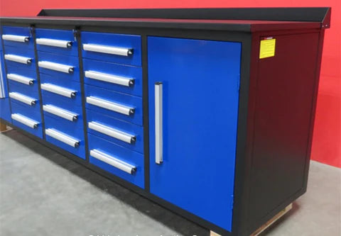 NEW! 10ft Storage Cabinet with Work Bench (15 Drawers & 2 Cabinets)