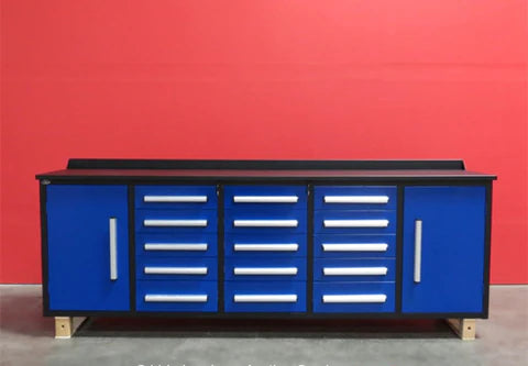 NEW! 10ft Storage Cabinet with Work Bench (15 Drawers & 2 Cabinets)