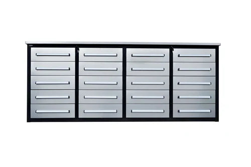 NEW! 7' Stainless Steel Garage Storage Cabinets with Workbench (20 Drawers)