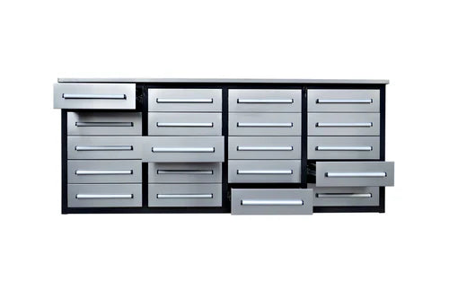 NEW! 7' Stainless Steel Garage Storage Cabinets with Workbench (20 Drawers)
