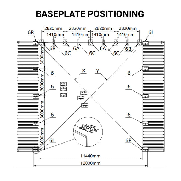 40' x 40' Dual Truss Container Shelter with Enclosed End Wall & Front Drop