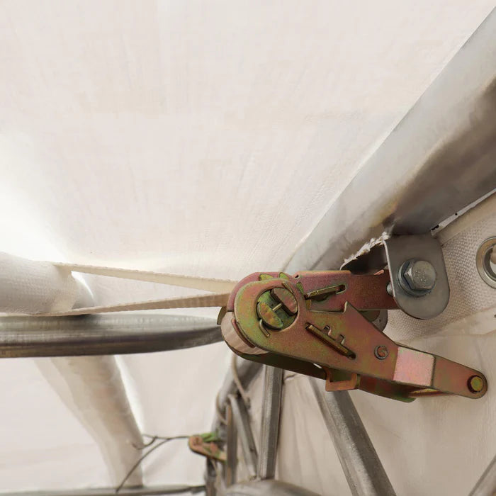 40' x 40' Dual Truss Container Shelter with Enclosed End Wall & Front Drop