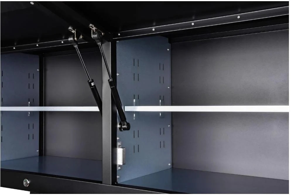 72" 18-Drawer Rolling Tool Chest Workbench – Heavy-Duty Black Steel with Wood Top