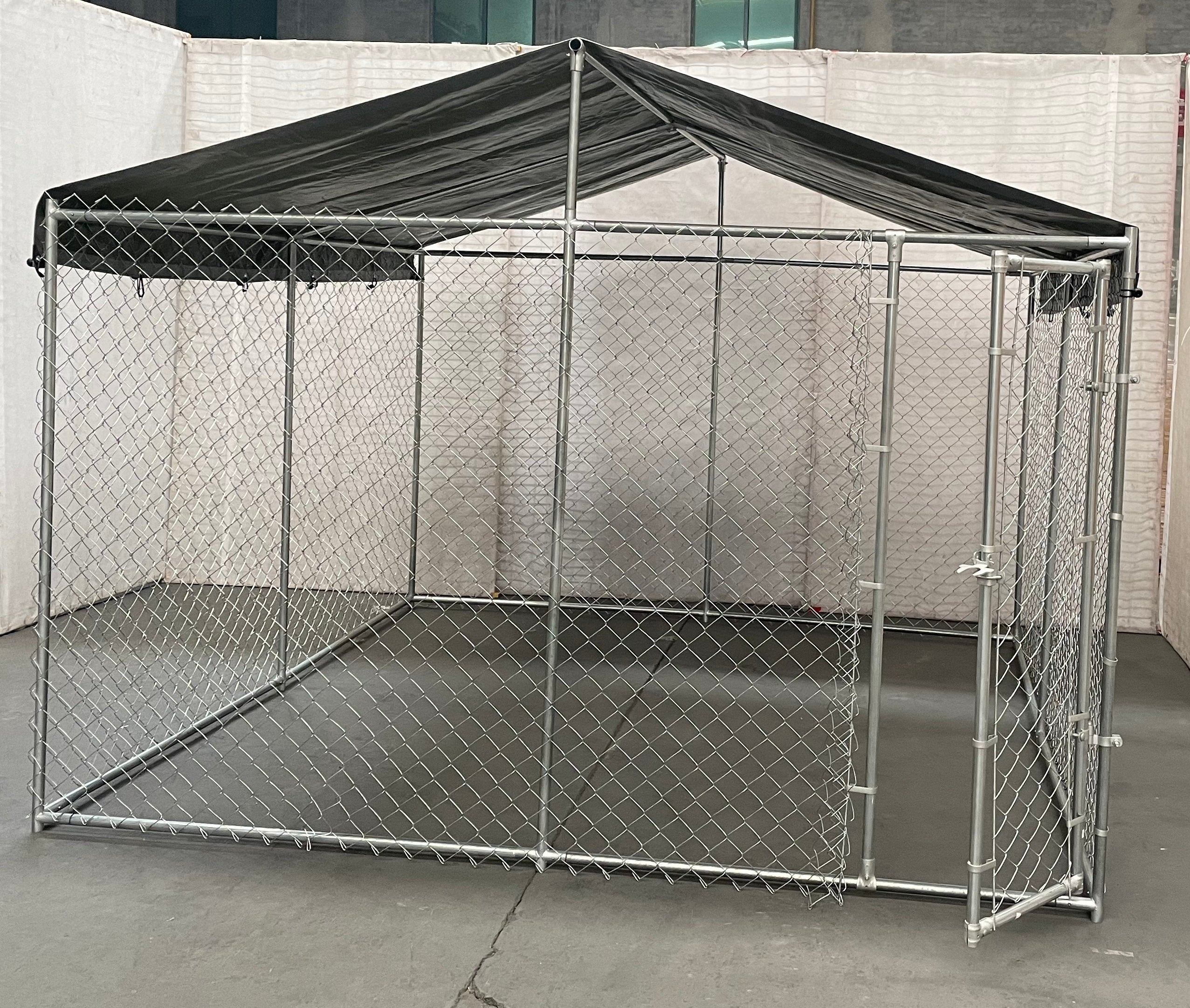 Premium 13'x13' Chain Link Dog Kennel with Roof Cover – Heavy-Duty Outdoor Enclosure