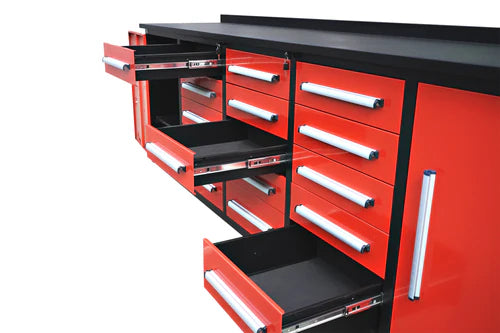 NEW! 10ft Storage Cabinet with Work Bench (15 Drawers & 2 Cabinets)