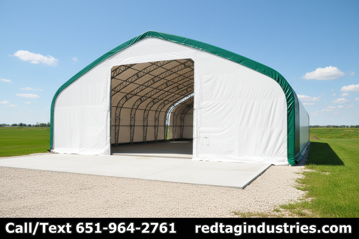 50′ Wide Double Truss Storage Buildings – Heavy-Duty PVC Shelter