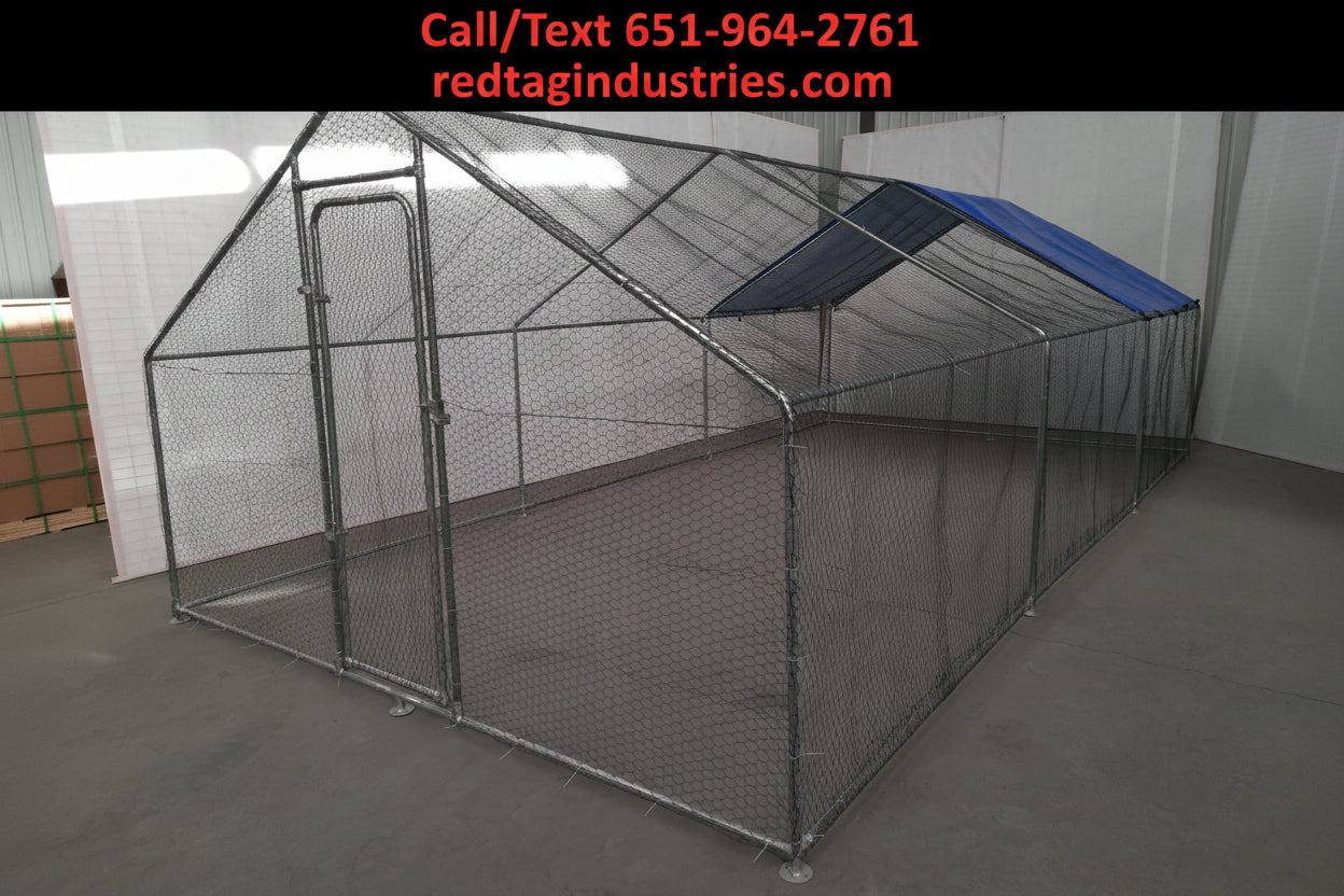 10x20 FT Dog Kennel & Chicken Run – Fenced Compound Cage with Durable Metal Frame