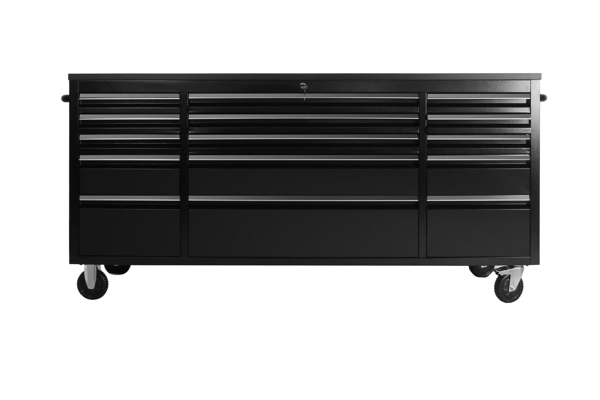 72" 15-Drawer Rolling Tool Workbench – Heavy-Duty Black Steel