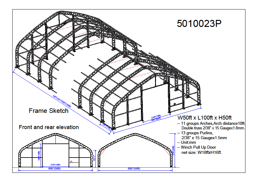 50′ Wide Double Truss Storage Buildings – Heavy-Duty PVC Shelter