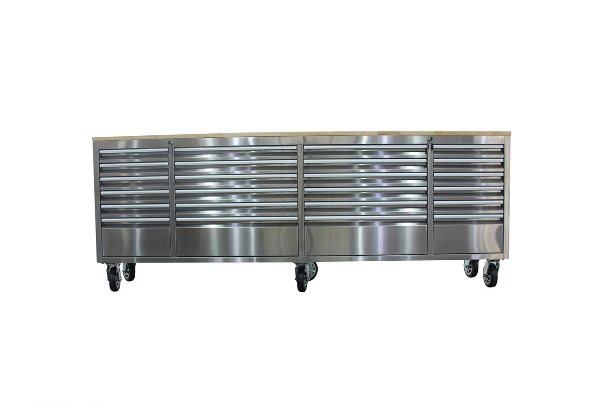 New 24-Drawer 8 ft Stainless Steel Tool Bench