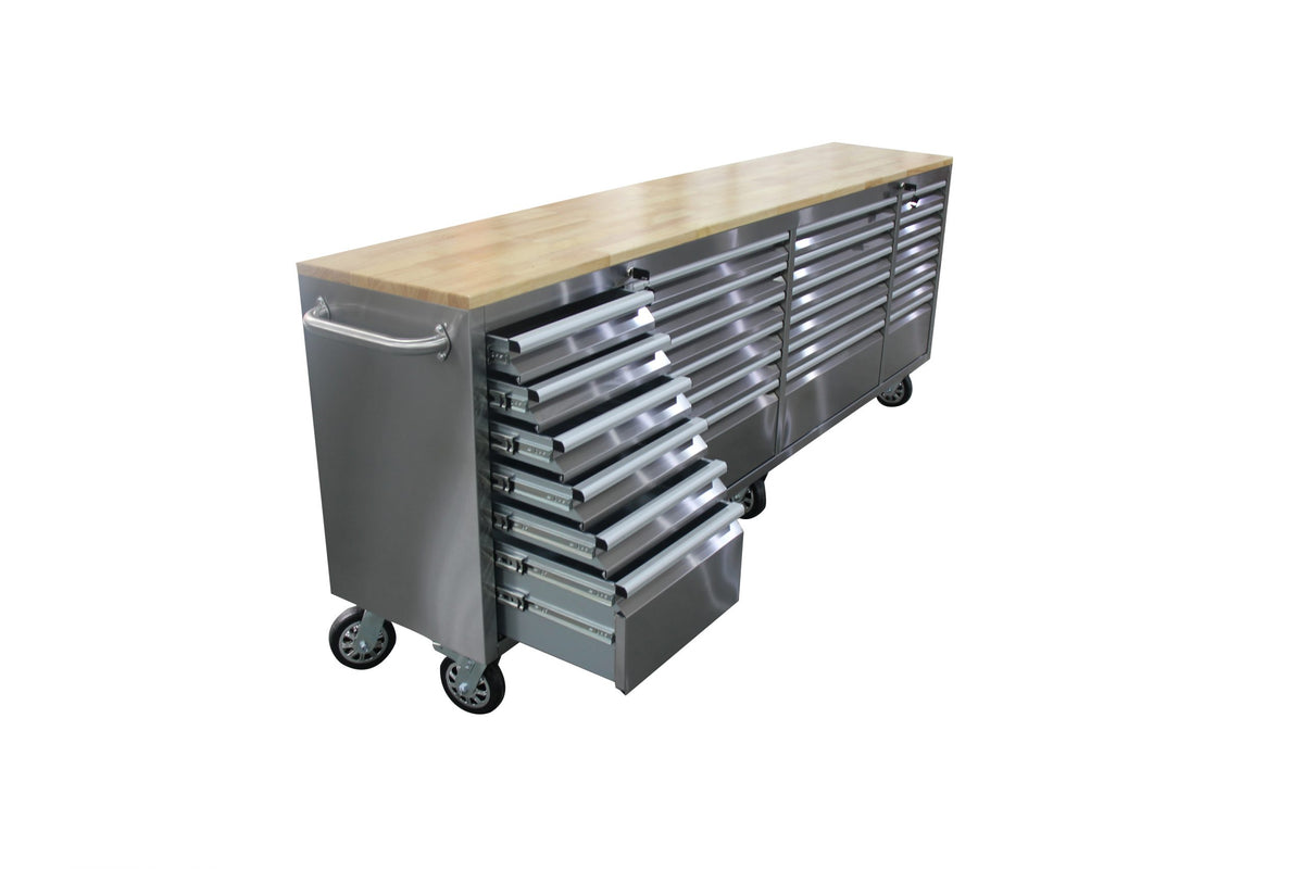 New 24-Drawer 8 ft Stainless Steel Tool Bench