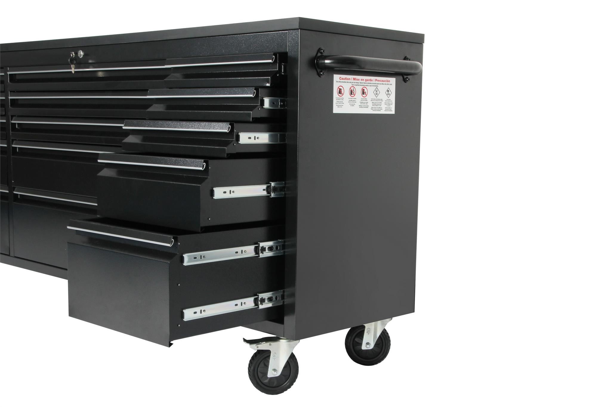 72" 15-Drawer Rolling Tool Workbench – Heavy-Duty Black Steel
