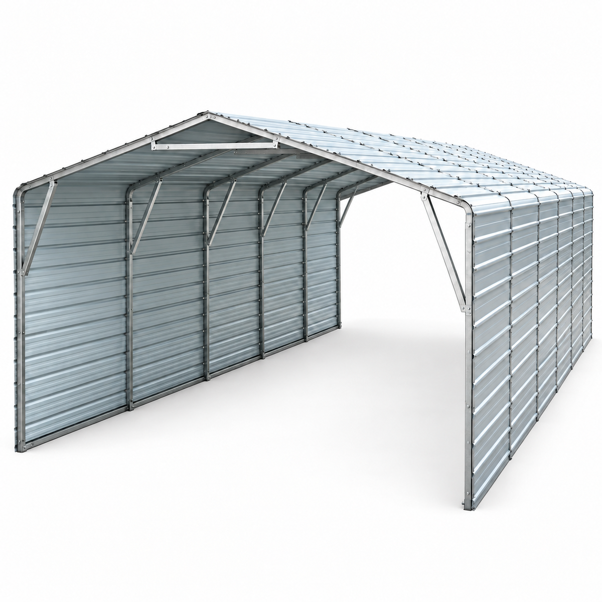 Heavy-Duty Metal Carport & Garage Shelter – 12' x 20' or 20' x 30' – Galvanized Steel