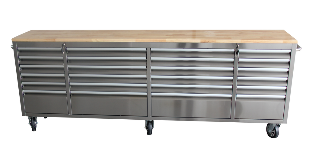New 24-Drawer 8 ft Stainless Steel Tool Bench