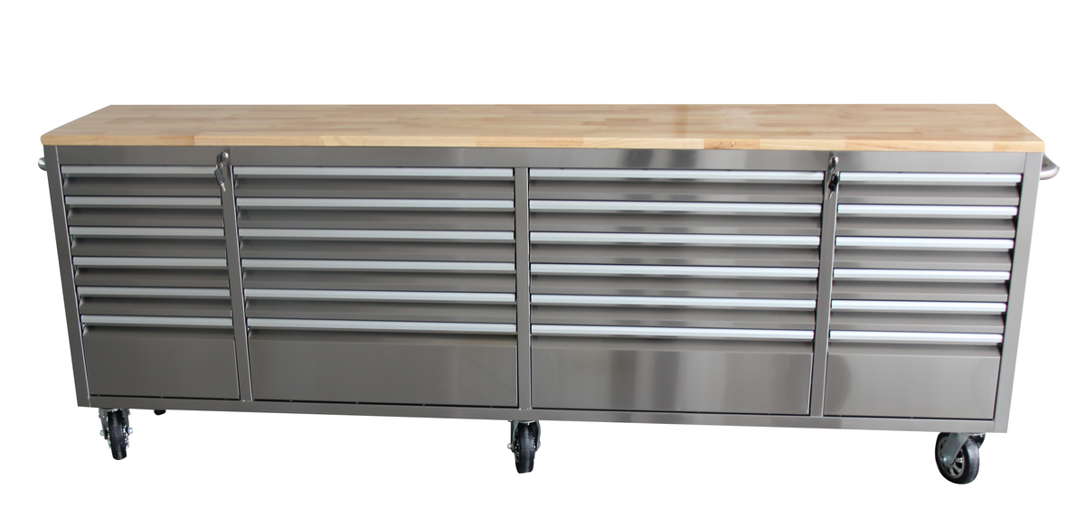 New 24-Drawer 8 ft Stainless Steel Tool Bench