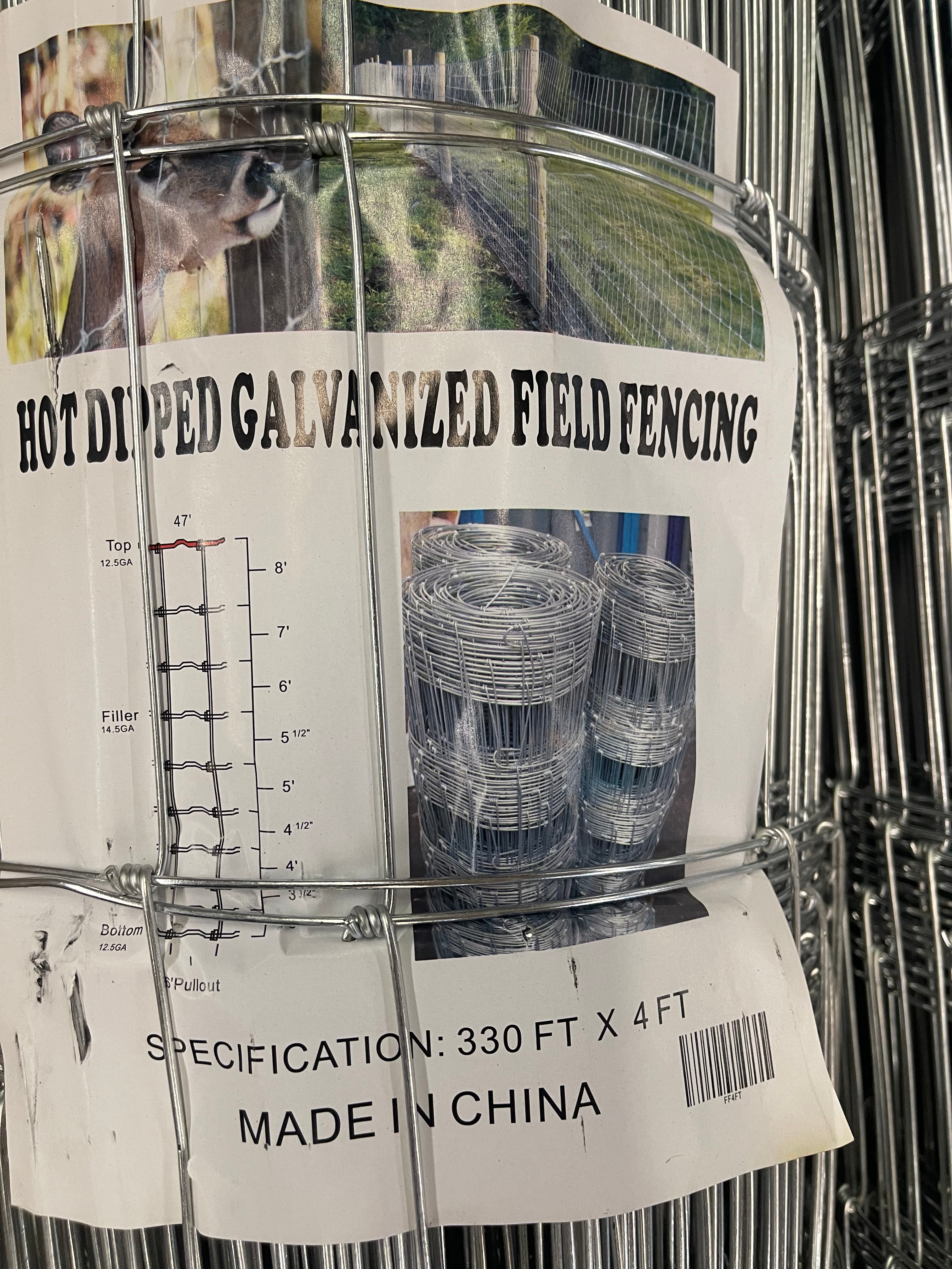 4 FT & 5 FT Field Wire Farm Fence 330 FT Roll, Class 1 Livestock Fencing