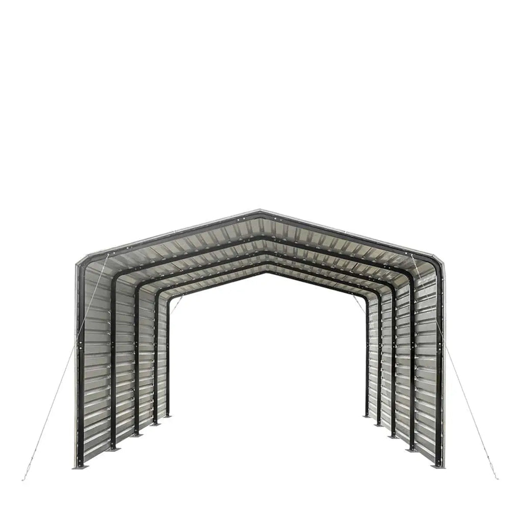 Heavy-Duty Metal Carport & Garage Shelter – 12' x 20' or 20' x 30' – Galvanized Steel