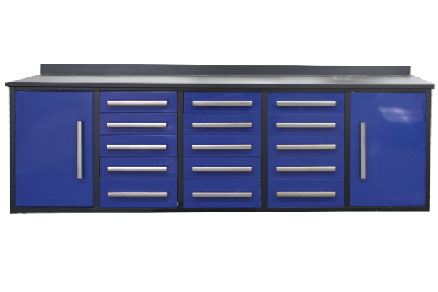 NEW! 10ft Storage Cabinet with Work Bench (15 Drawers & 2 Cabinets)